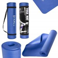 MATA DO JOGI ONE FITNESS GRUBA GRANAT NIEBIESKI 10MM 1CM 183X61CM