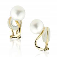 ZŁOTE KLIPSY 14K Z PRAWDZIWĄ PERŁĄ