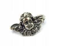 Stara srebrna przedwojenna broszka aniołek anioł putto