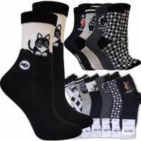 5 x SKARPETY damskie SKARPETKI bawełniane KOTY kotki 35/38