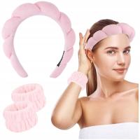 Повязка на голову для снятия макияжа Набор повязки для мытья лица розовый 3 шт. VIRAL