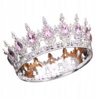 ТОППЕР КОРОНА СЕРЕБРЯНЫЕ КАМНИ РОЗОВЫЕ БРИЛЛИАНТЫ УКРАШЕНИЕ ТОРТА 700E