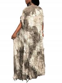 SHEIN SWETER NARZUTKA Z TRĘDZLAMI BEŻOWO-BRĄZOWA 40 L__L