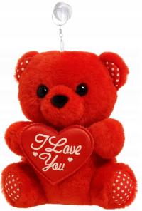Czerwony Miś Pluszak Maskotka Love 12x10cm Dzień Kobiet Mamy Walentynki W59