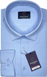 Большой размер элегантный голубой лайкра мужская рубашка премиум Regular-fit