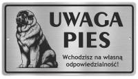 Табличка Примечание собака-кавказская овчарка лазерный гравер нержавеющая сталь