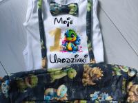 Komplet na roczek rok chłopiec dinozaur Moje 1 Urodzinki