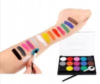 КРАСИТЕЛИ ДЛЯ ЛИЦА, АКВАРЕЛЬНЫЕ КРАСКИ ДЛЯ ТЕЛА, КИСТЬ ДЛЯ ЛИЦА, 15 ШТ.