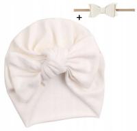 Белая детская шапка тюрбан весна 6-12 мск