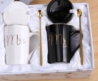 Элегантные крутые кружки для пар для свадебного подарка Mr Mis с крышкой для кофе