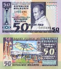 # MADAGASKAR - 50 FRANKÓW - 1974 - P-62 - UNC