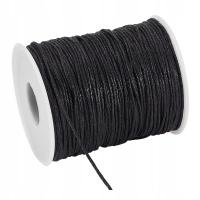 Sznurek jubilerski bawełniany woskowany do biżuterii czarny 1mm szpula 90m
