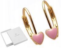 Золотые серьги для девочек, детские серьги в форме сердца, розовая маленькая колибра