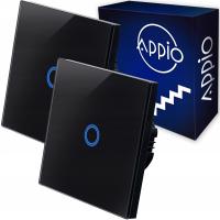 2X лестничный выключатель света стеклянный сенсорный стеклянный черный светодиодный