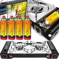 Dwupalnikowa Kuchenka turystyczna GAZOWA Podwójna + 4x GAZ KARTUSZE GRATIS