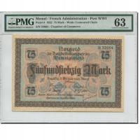 Банкноты, Мемель, Мемель, 75 Mark, мулен, 1922, 1922