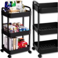 Тележка на колесиках для кухни, тележка на колесиках, 3 уровня, мобильный замок на колесиках