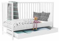 Детская кроватка Гретель ящик белый диван 120x60
