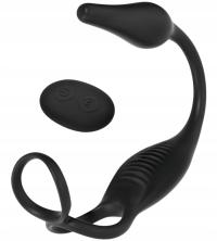 МАССАЖЕР ПРОСТАТЫ С КОЛЬЦОМ ПЕНИСА И ЯИЧЕК АНАЛЬНАЯ ПРОБКА УПРАВЛЯЕТСЯ ПУЛЬТОМ ДИСТАНЦИОННОГО УПРАВЛЕНИЯ