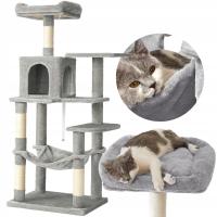 Stabilny duży drapak dla kota jasnoszary 143 cm