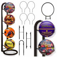 METALOWY STOJAK NA PIŁKI 4 PÓŁKA ORGANIZER PIŁEK PIONOWY PRZECHOWYWANIE