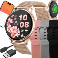 SMARTWATCH ЖЕНСКИЕ ЧАСЫ PRO ЗЛОТЫЙ ЗВОНКИ УВЕДОМЛЕНИЯ СПОРТ 4 ПОЛОСЫ RU