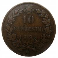 WŁOCHY 10 CENTESIMI 1893 BI UNMERTO I