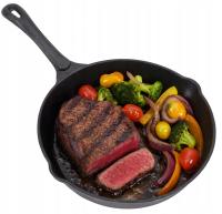 Patelnia ŻELIWNA 25 cm Ciężka Głęboka PIEKARNIK OGNISKO INDUKCJA GAZ