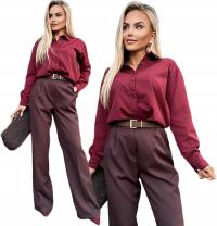 BORDOWA wizytowa elegancka KOSZULA DAMSKA klasyczna rozpinana RAMONA