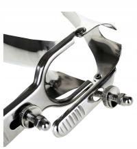 WZIERNIK GINEKOLOGICZNY STALOWY, Z HAMULCEM ROZWIERACZ WAGINY BDSM