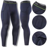 SPODNIE ROWEROWE DŁUGIE MĘSKIE DO BIEGANIA TERMOAKTYWNE GRANAT ARSUXEO