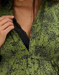 Bonprix sukienka ciążowa przed kolano długi rękaw zielony