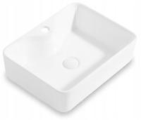 Умывальник на столешнице керамический белый прямоугольный 47 см x 37 см большой