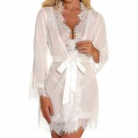 СЕКСУАЛЬНЫЙ ЖЕНСКИЙ ХАЛАТ С КРУЖЕВОМ, ПЕНЬЮАР, КОМПЛЕКТ НИЖНЕГО БЕЛЬЯ, СТРИНГИ