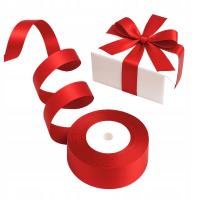 WSTĄŻKA CZERWONA 25mm SATYNOWA TASIEMKA do dekoracji ŚWIĘTA świąteczna 32m