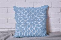 Niebieska poszewka szydełkowa 40x40 z podszewką bawełnianą i zamkiem