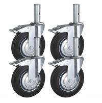 4x Koła Obrotowe 200mm z Hamulcem do Rusztowań Mebli Trzpień 100x32mm