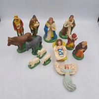 Stara przedwojenna Szopka Bożonarodzeniowa starek figurki gipsowe