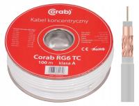 Kabel Przewód Antenowy TV RG-6 100% CU 1,13 Pełna Miedź 113 100m CORAB TC