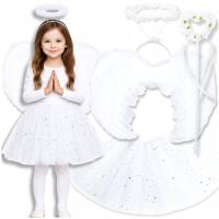 STRÓJ ANIOŁKA ANIOŁA JASEŁKA SKRZYDŁA + AUREOLA + SPÓDNICZKA ANIOŁ 134-140