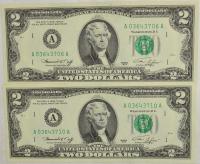 11.ha.Zest.USA, Banknoty 2 Dolary 1976 szt.2, St.1