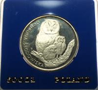 500 zł złotych 1986 SOWA Sowy Ochrona Środowiska SREBRO