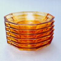 lata 30/40-te PIĘKNE MIODOWE SZKLANE TALERZYKI MISECZKI ART DECO