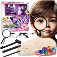 Kopalnia Kryształów Diamentów Kamieni Wykopaliska Zestaw narzędzi + Lupa