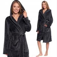 ЖЕНСКИЙ ТЕПЛЫЙ ХАЛАТ С КАПЮШОНОМ, ПУШИСТЫЙ ХАЛАТ MORAJ