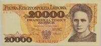 10.bb.PRL, 20 000 Złotych 1989 AB, St.1-/2