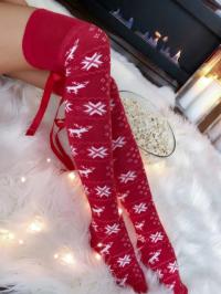 ZAKOLANÓWKI ŚWIĄTECZNE WIĄZANE STYL NORWESKI CZERWONE