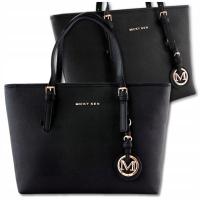 DAMSKA Czarna SKÓRZANA POJEMNA Miejska Klasyczna Na Ramię TORBA A4 TOREBKA