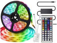 KOLOROWE LEDY TAŚMA PASEK LED RGB SMD 5050 WODOODPORNA STEROWANA PILOTEM 5m