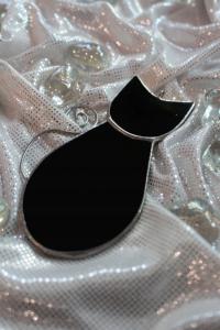 Kot czarny witrażowy zawieszka upominek Tiffany